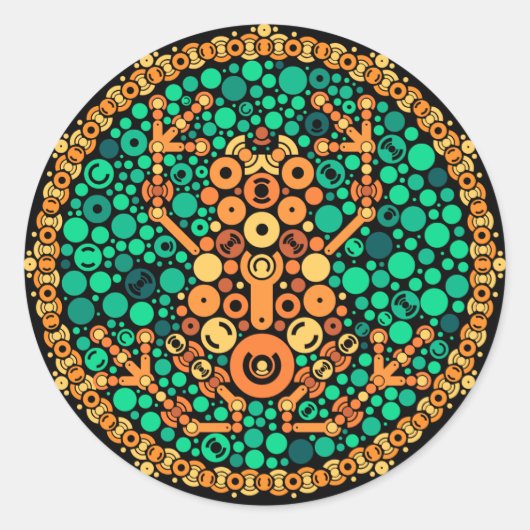 Wireless Frosch, Farbwahrnehmungstest, Schwarz Runder Aufkleber (Vorderseite)