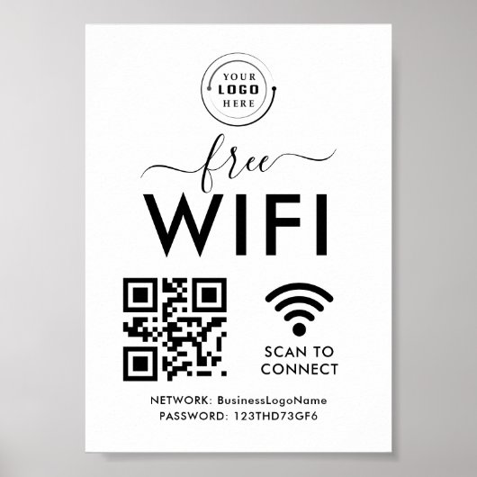 Wireless-Netzwerk und QR-Code Scan Business Einzel Poster (Vorne)