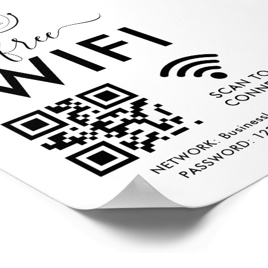Wireless-Netzwerk und QR-Code Scan Business Einzel Poster (Ecke)