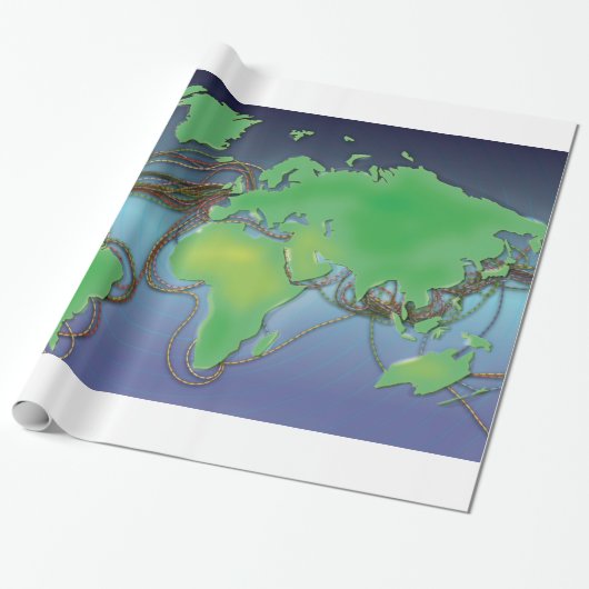 Wires of the World - Unterseekabel Geschenkpapier (Ungerollt)