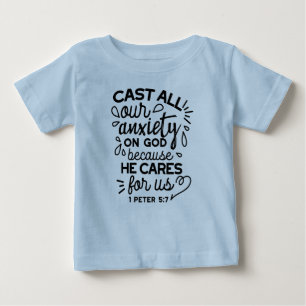 Wirf alle deine Angst ab – 1 Petrus 5,7 Bibelvers Baby T-shirt