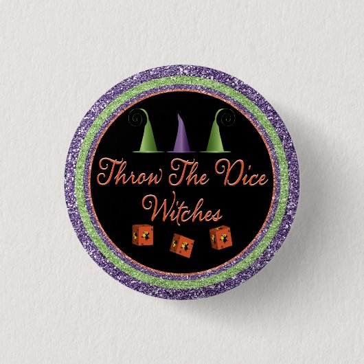 Wirf die Würfel Halloween Sparkle Bunco Button (Vorderseite)