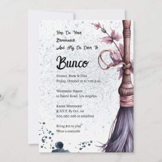 Wirf die Würfel Oktober Halloween Bunco Einladung (Rückseite)