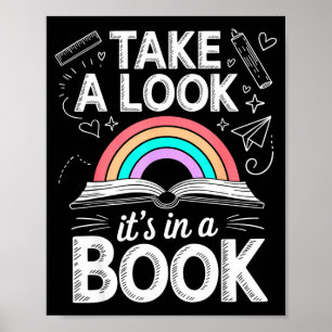 Wirf einen Blick in ein Buch Schultafel Team Büche Poster