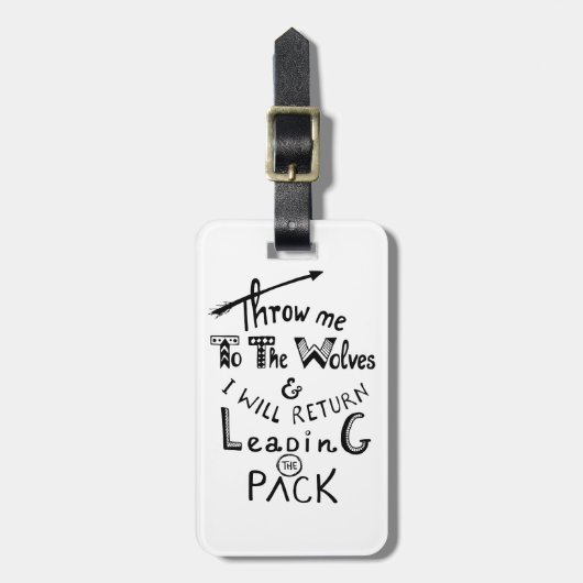 Wirf mich zu den Wölfen! Motivierend Angebot Gepäckanhänger (Vorderseite vertikal)