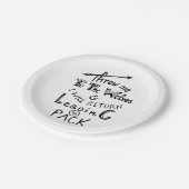 Wirf mich zu den Wölfen! Motivierend Angebot Pappteller (Schrägansicht)