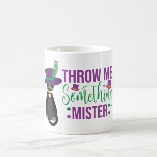 Wirf mir etwas Mister Mardi Gras Tasse (Mittel)
