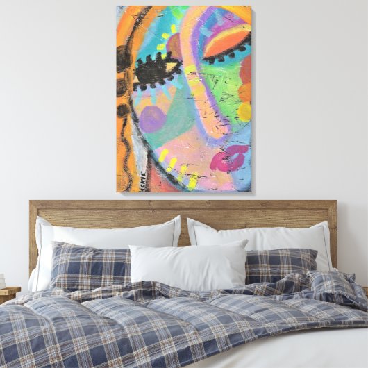 Wirklich? Abstraktes Akrylportrait einer Frau Leinwanddruck (Insitu (Schlafzimmer))