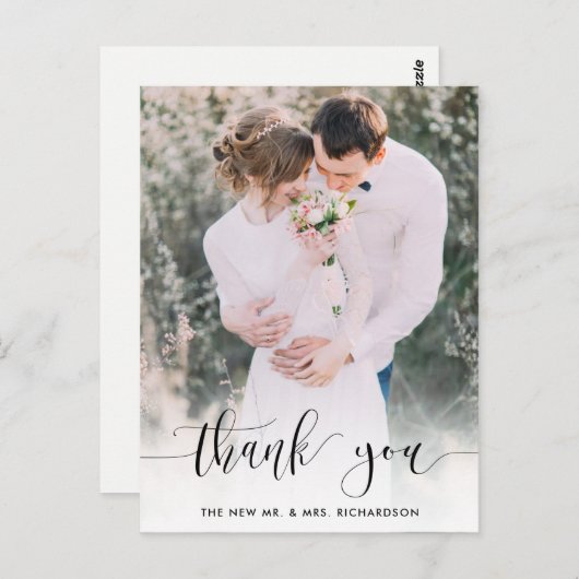 wirklich dankbar | Wedding Foto Vielen Dank Postkarte (Vorne/Hinten)