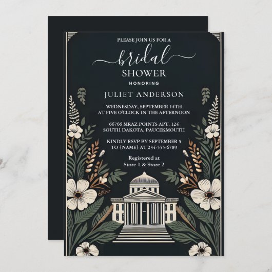 Wirklich Engagieren 70er 80er Courthouse Brautpart Einladung (Vorne/Hinten)