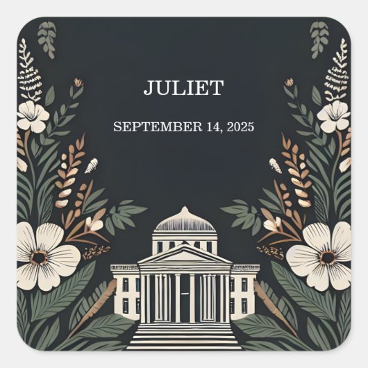 Wirklich Engagieren 70er 80er Courthouse Brautpart Quadratischer Aufkleber (Vorderseite)