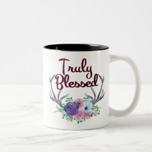 Wirklich gesegnete Blumengeweih-Tasse Zweifarbige Tasse