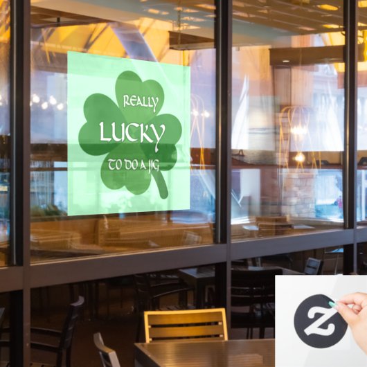 Wirklich glücklich, einen Jig zu machen Fensteraufkleber (Restaurantfenster)