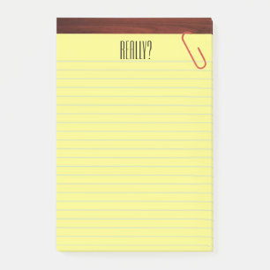 "Wirklich?" Kanzleibogenblock auf lustigem Post-it Klebezettel