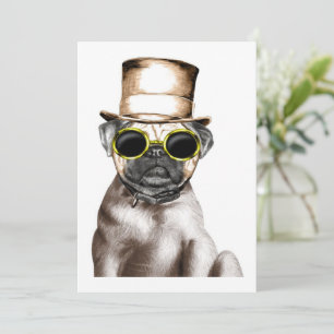 Wirklich Niedlicher Mops mit Brille Feiertagskarte