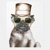 Wirklich Niedlicher Mops mit Brille Fleecedecke (Vorderseite)