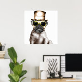 Wirklich Niedlicher Mops mit Brille Poster (Heimbüro)