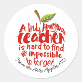 wirklich phantastischer Lehrer Roter Apfel Runder Aufkleber (Vorderseite)