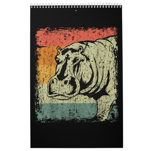 Wirklich Vintager Hippopotamus Hippo| Hippie Lover Kalender (Titelbild)