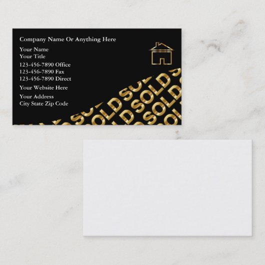 Wirkliche Anwesen-Geschäfts-Karten Visitenkarte (Vorne/Hinten)