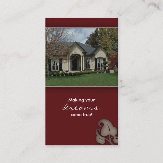 Wirkliche Anwesen-Haus-Geschäfts-Karte Burgunder Visitenkarte (Vorderseite)
