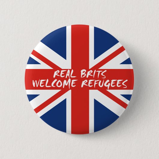 Wirkliche Brite-willkommene Flüchtlinge Button (Vorderseite)