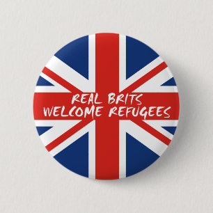 Wirkliche Brite-willkommene Flüchtlinge Button