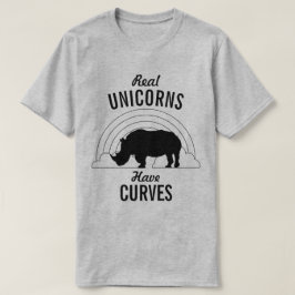 Wirkliche Einhörner haben Kurven-lustiges Nashorn T-Shirt