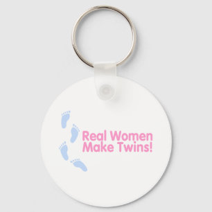 Wirkliche Frauen machen Zwilling (rosa blaue Schlüsselanhänger