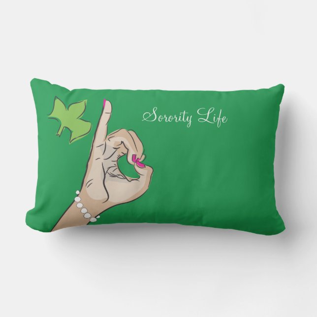 Wirkliche hübsche Mädchen rosa und grünes Lendenkissen (Vorderseite)