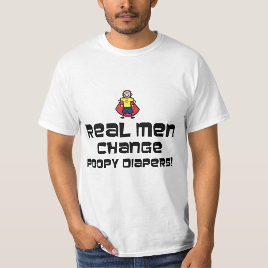 Wirkliche Mann-Änderung Poopy Windeln T-Shirt (Vorderseite)