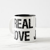 Wirkliche Mann-Liebe Jesus Zweifarbige Tasse (Vorderseite Links)