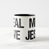 Wirkliche Mann-Liebe Jesus Zweifarbige Tasse (Mittel)
