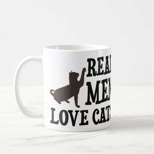 Wirkliche Mann-Liebe-Katzen Kaffeetasse (Links)