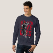 Wirkliche Mann-Liebe-Katzen-Scratchy Art Sweatshirt (Vorne ganz)