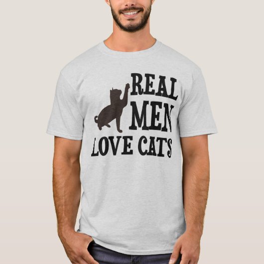 Wirkliche Mann-Liebe-Katzen T-Shirt (Vorderseite)