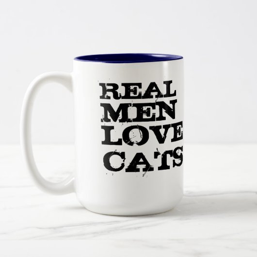 Wirkliche Mann-Liebe-Katzen-Tasse Zweifarbige Tasse (Links)