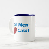 Wirkliche Mann-Liebe-Katzen-Tasse Zweifarbige Tasse (Vorderseite Links)