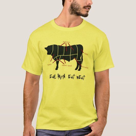 Wirkliche Männer essen Fleisch! Lustiges T-Shirt (Vorderseite)