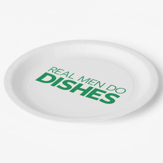 Wirkliche Männer tun Geschirr Pappteller (Schrägansicht)