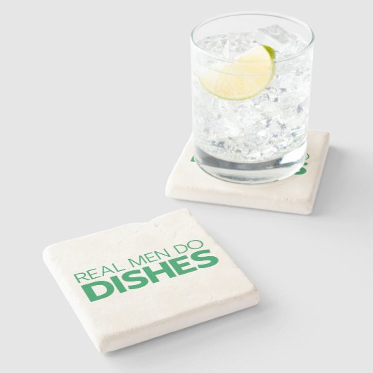 Wirkliche Männer tun Geschirr Steinuntersetzer (Seitenansicht)