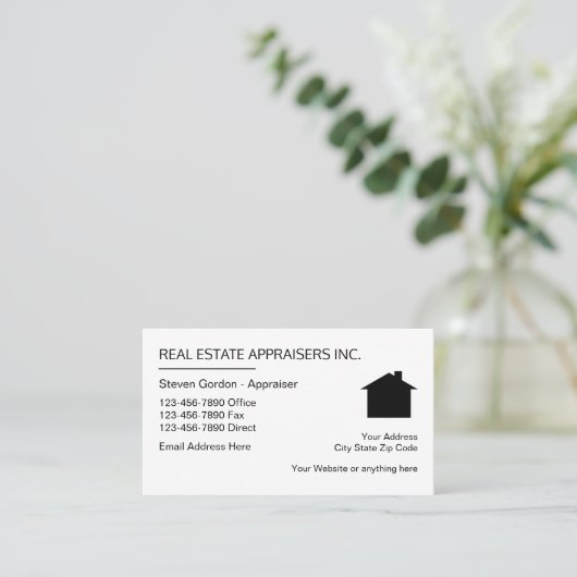 Wirklicher Anwesen-Abschätzer-einfacher Entwurf Visitenkarte (Stehend Vorderseite)