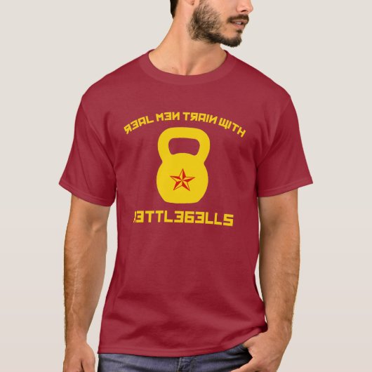 Wirklicher Mann-Zug mit Kettlebells T-Shirt (Vorderseite)