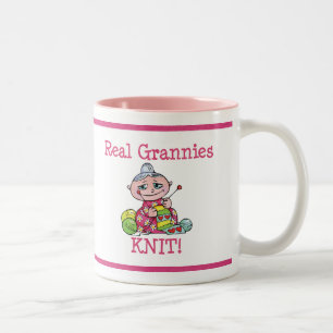 Wirklicher Omas STRICK! Zweifarbige Tasse