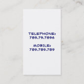 Wirklicher Visitenkarte (Rückseite)