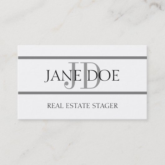 Wirkliches Anwesenstager-Streifen-Weiß Visitenkarte (Vorderseite)