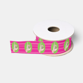 Wirkliches hübsches rosa und grünes Band Ripsband