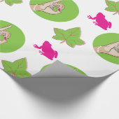 Wirkliches hübsches rosa und grünes geschenkpapier (Ecke)