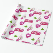 Wirkliches hübsches rosa und grünes geschenkpapier (Ungerollt)