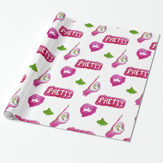 Wirkliches hübsches rosa und grünes geschenkpapier (Ungerollt)